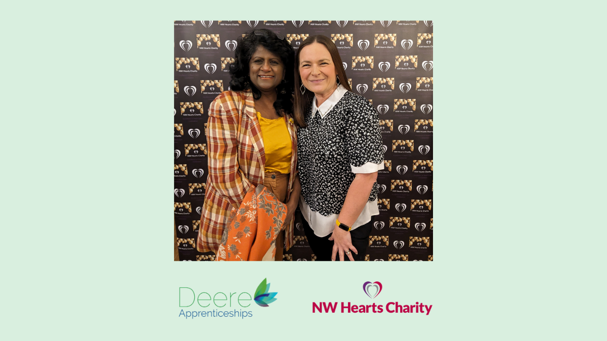 Aruna Birch representing Deere Apprenticeships at the NW Hearts Charity fundraising event in Manchester
